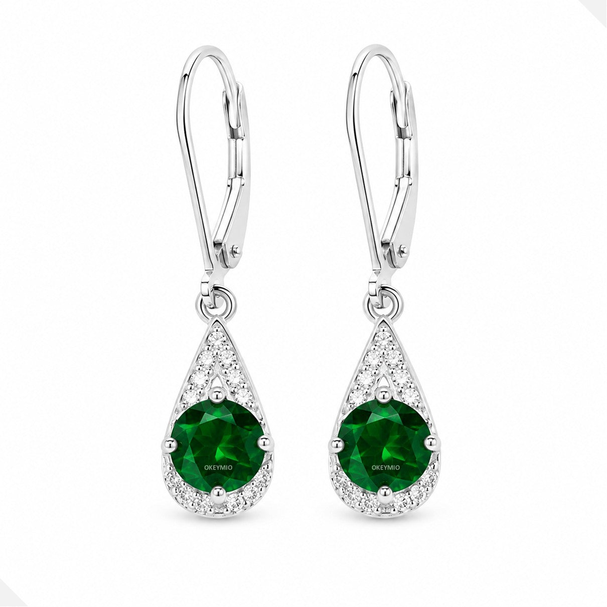 Aretes Gancho Español Verde Esmeralda Plata 925 Circones