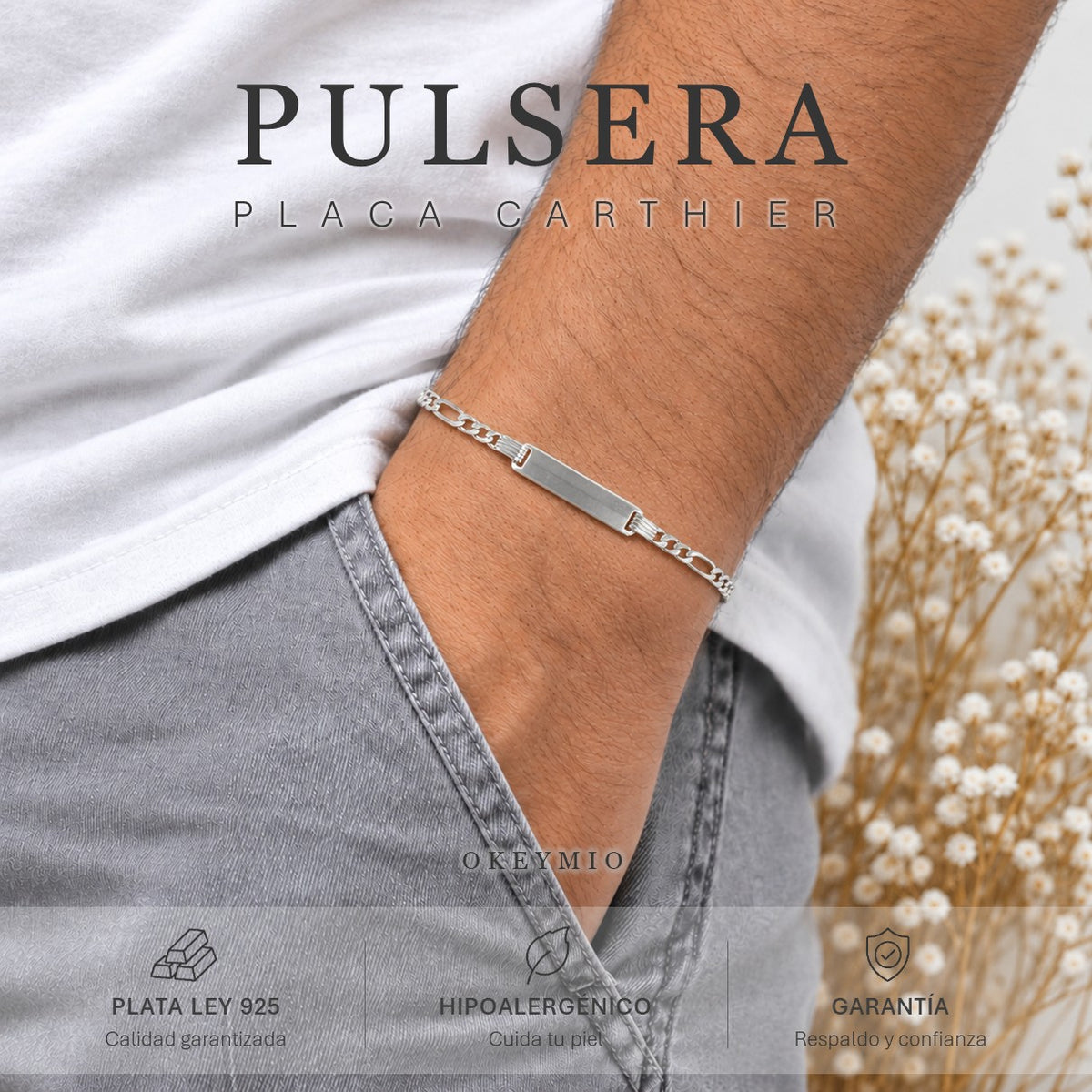 Pulsera Con Placa En Plata 925 Italiana