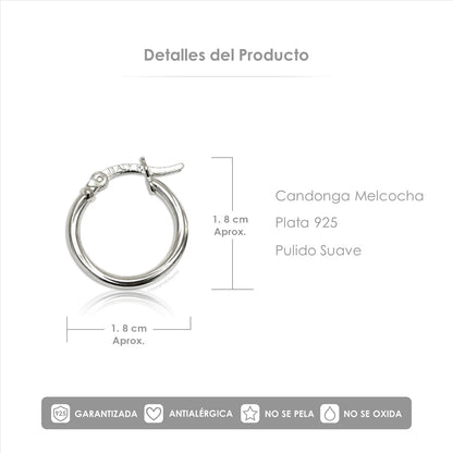 Candongas Clásicas Trenzada  En Plata 925 - 18 mm  (Melcocha)