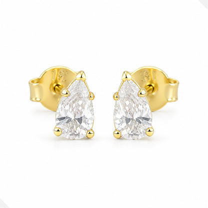 Aretes Gota Cristal Oro Laminado 18K Mujer Niña
