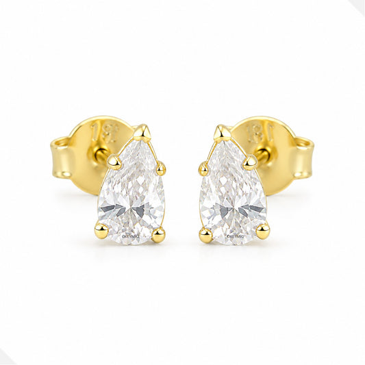 Aretes Gota Cristal Oro Laminado 18K Mujer Niña