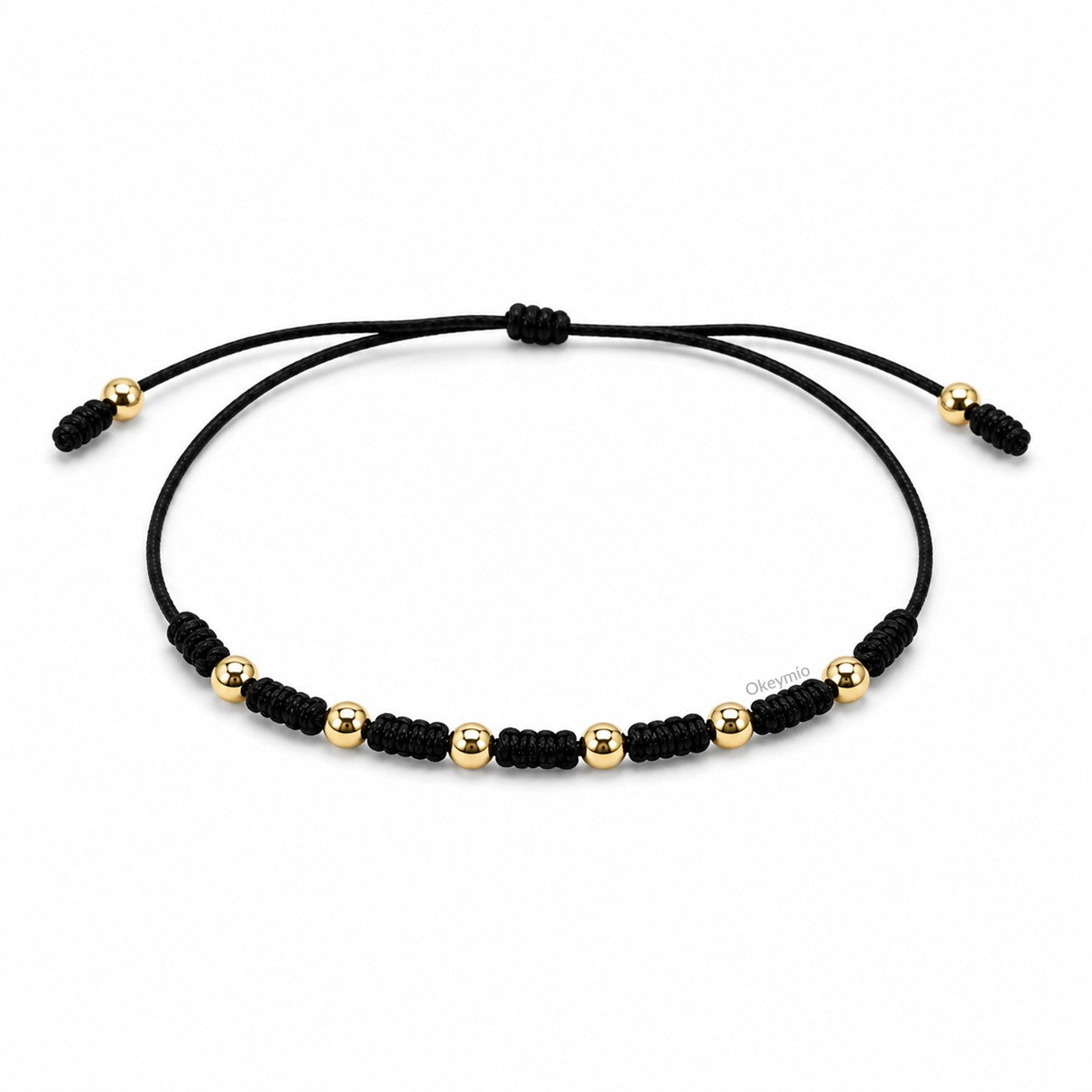 Pulsera Tejida Con Balines En Oro Laminado 18k