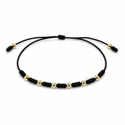 Pulsera Tejida Con Balines En Oro Laminado 18k