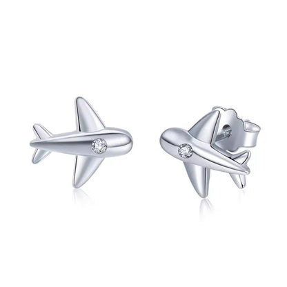 Aretes Topos Avión En Plata 925