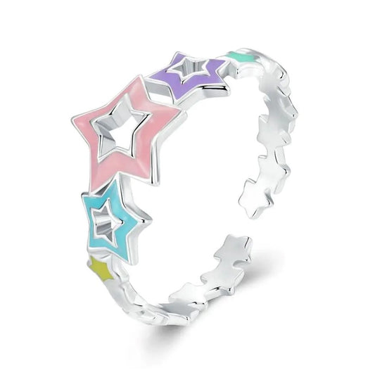 Anillo Ajustable Estrellas En Plata 925