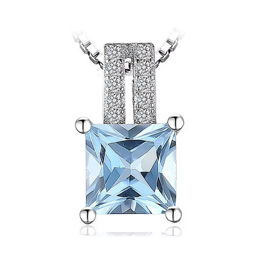 Dije y Cadena Con Topacio Azul En plata 925