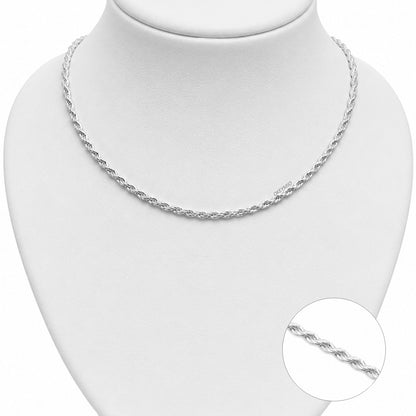 Cadena Torzal En Plata 925 Italiana (50cm)
