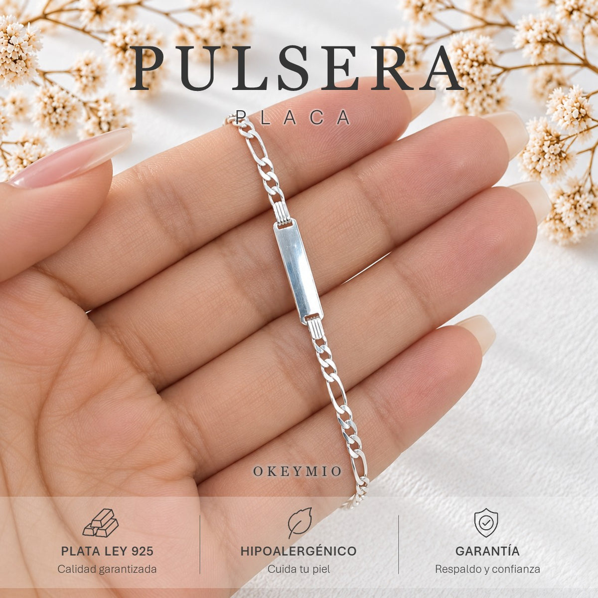 Pulsera Con Placa En Plata 925 Italiana
