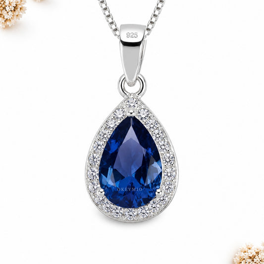 Dije Gota Azul Plata 925 Con Circones Para Mujer