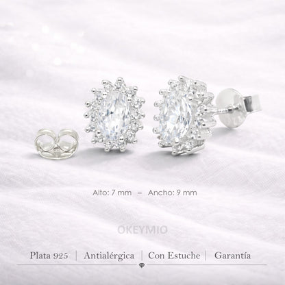 Aretes Elegantes En Plata 925 Piedra Circones