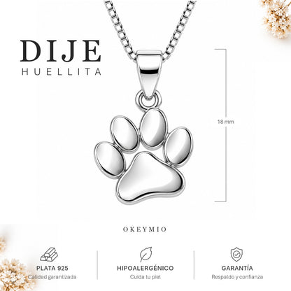 Dije Huella De Perrito En Plata 925 Con Cadena Mujer