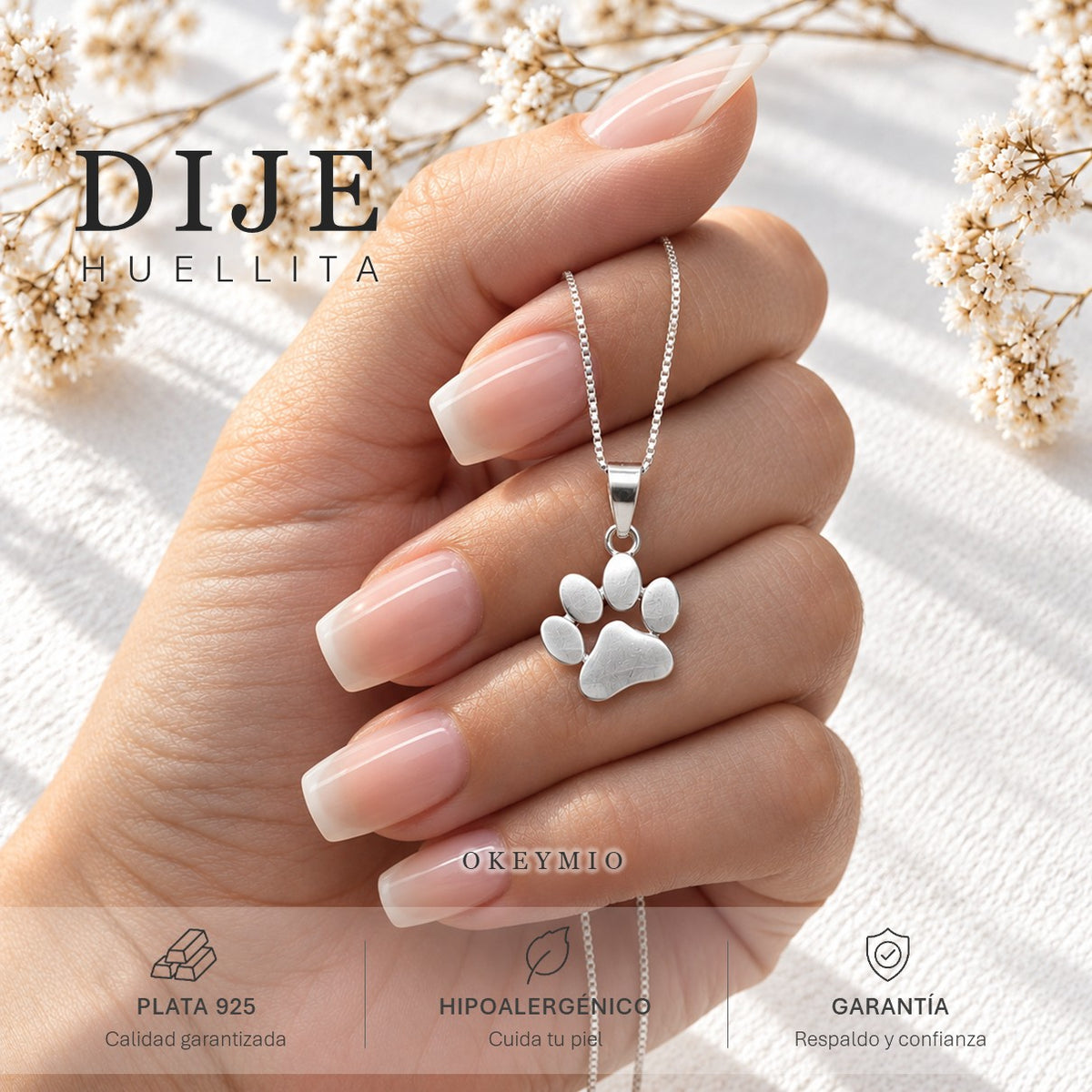 Dije Huella De Perrito En Plata 925 Con Cadena Mujer