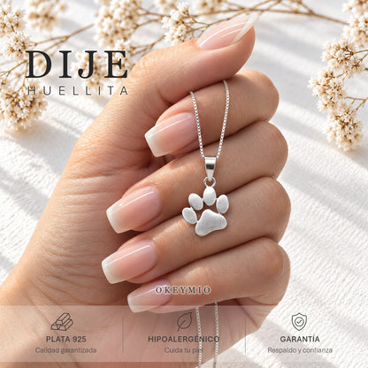 Dije Huella De Perrito En Plata 925 Con Cadena Mujer