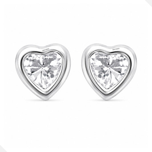 Aretes Corazón Plata 925 Con Circón Brillante