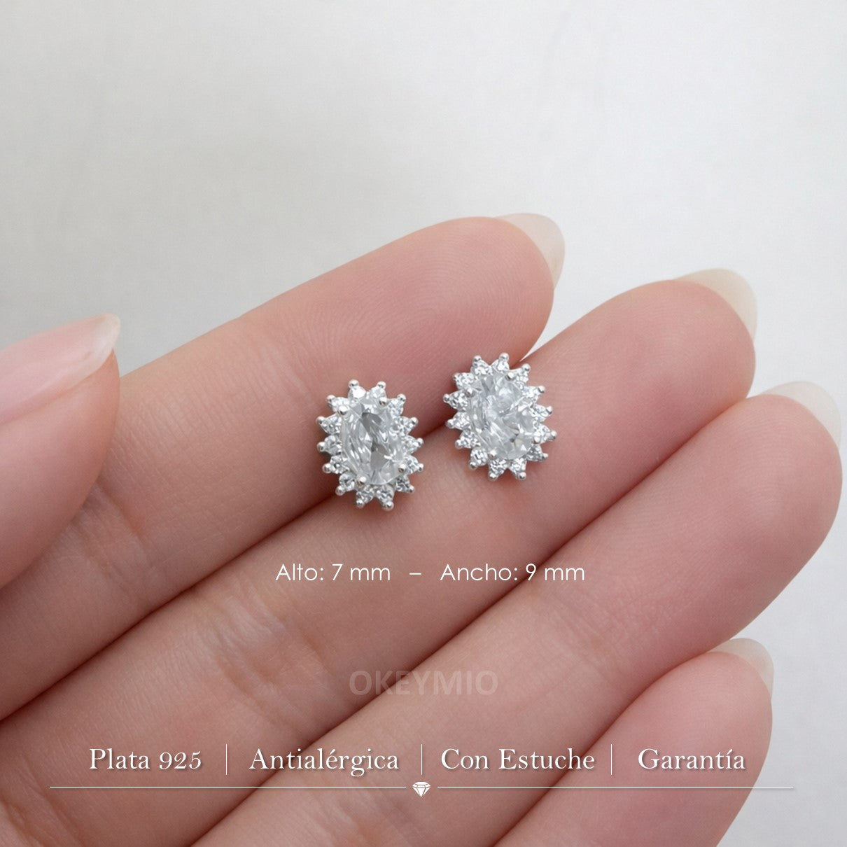 Aretes Elegantes En Plata 925 Piedra Circones