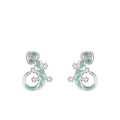 Aretes Lagartija En Plata 925