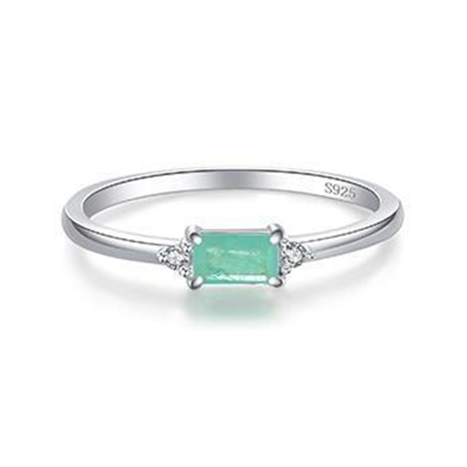 Anillo Para Mujer Con Piedra Turmalina Rectangular