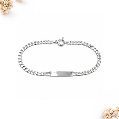 Pulsera Esclava Con Placa Plata 925 Acabado Italiano