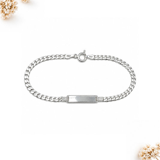 Pulsera Esclava Con Placa Plata 925 Acabado Italiano