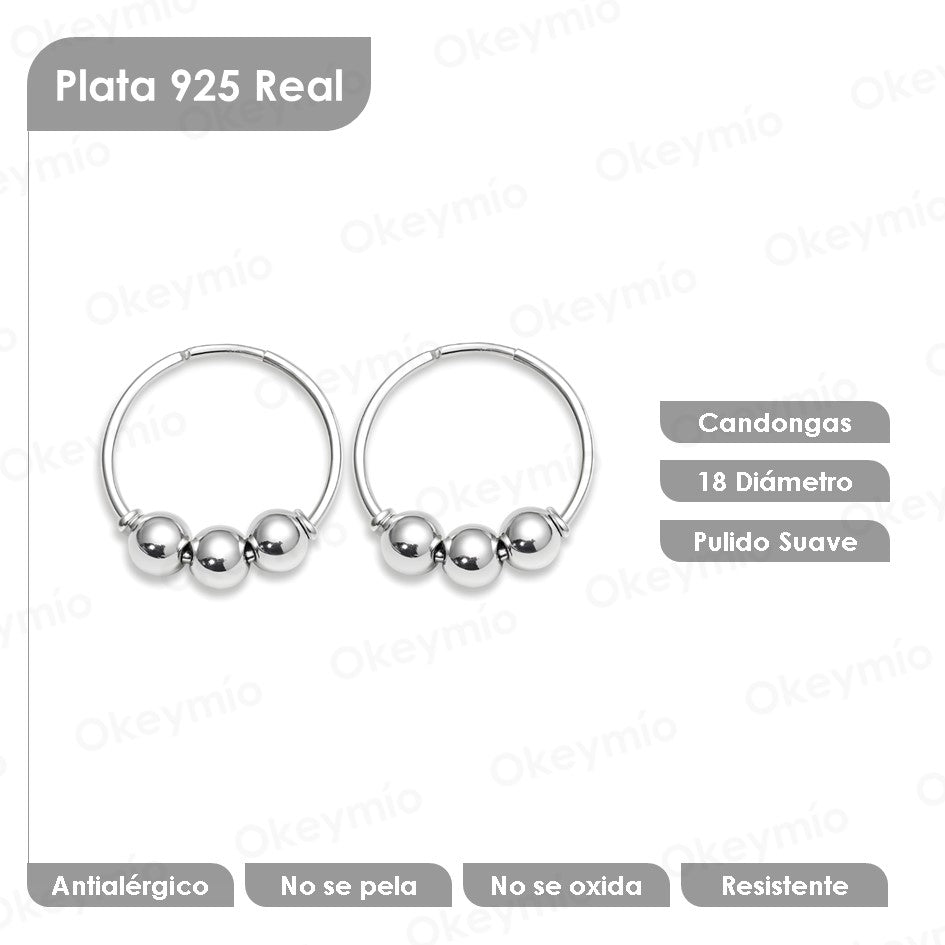 Candongas En Plata 925 Balines