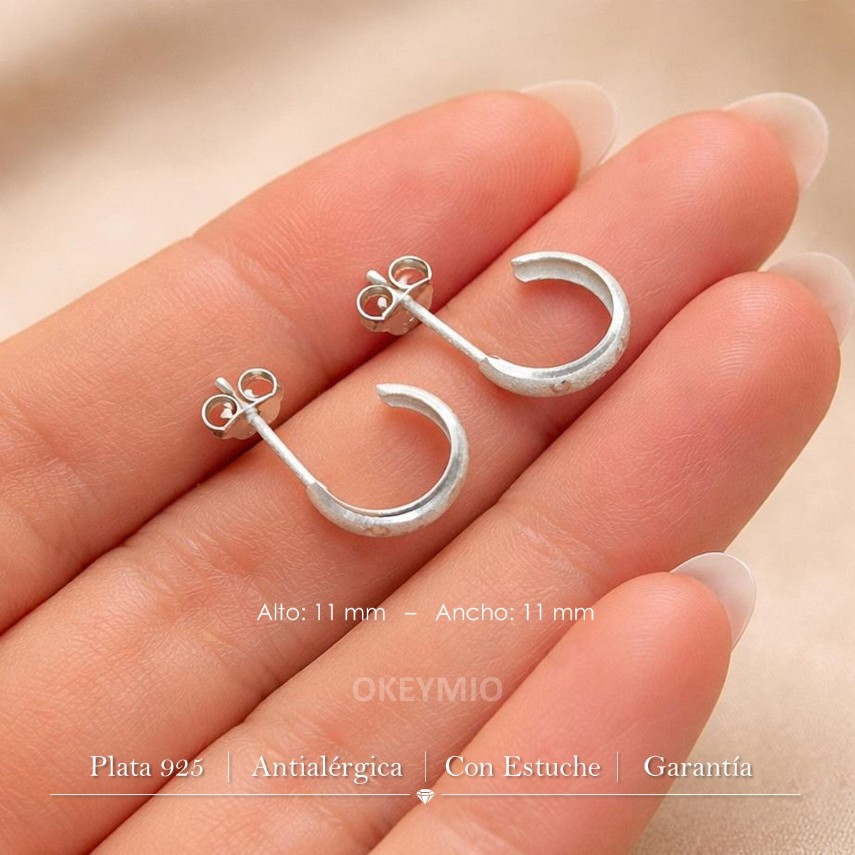 Aretes Candongas Plata 925 Pequeñas Elegantes Mujer
