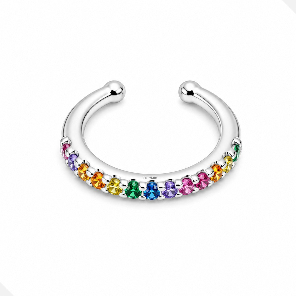 Aretes Ear Cuff Plata 925 Con Circones Multicolor