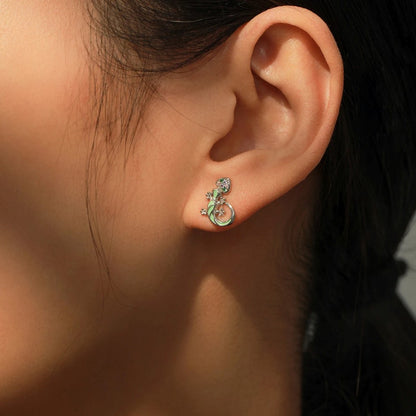 Aretes Lagartija En Plata 925
