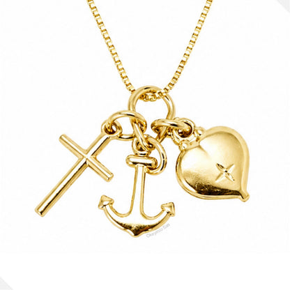 Dije Fe Esperanza Y Amor 3 gracias Oro Laminado 18K