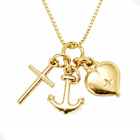 Dije Fe Esperanza Y Amor 3 gracias Oro Laminado 18K