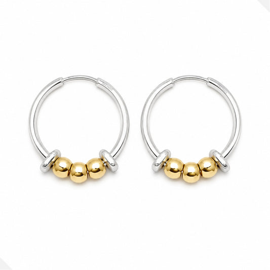 Aretes Aro Oro Plata Tres Balines Modernos