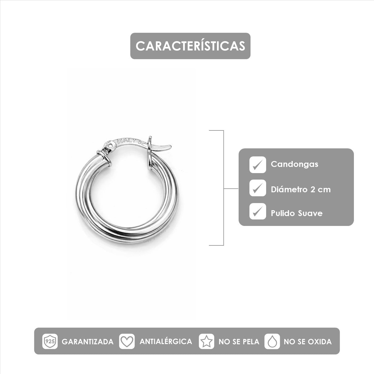 Candongas Trenzada Melcocha En Plata 925 - 2 Cm