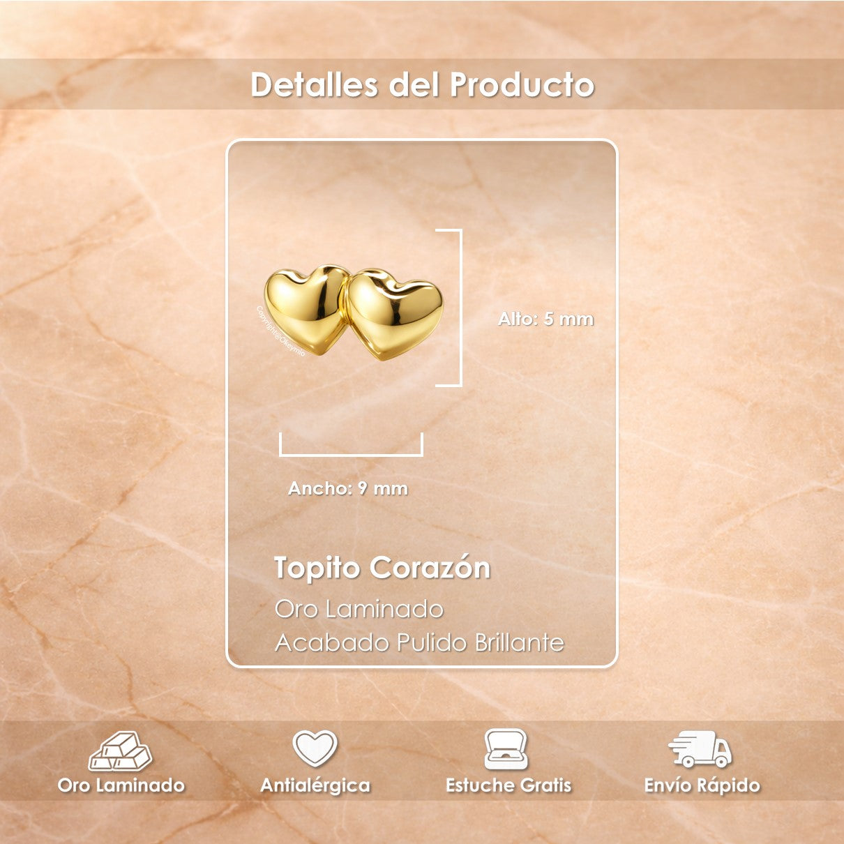 Aretes Corazones Oro Laminado Mujer Elegantes Regalo Amor