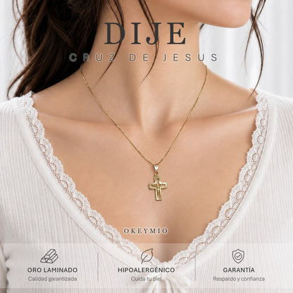 Cadena Con Cruz Crucifijo Cristo Oro Laminado 18K Unisex