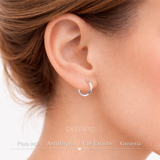 Aretes Candongas Plata 925 12 mm