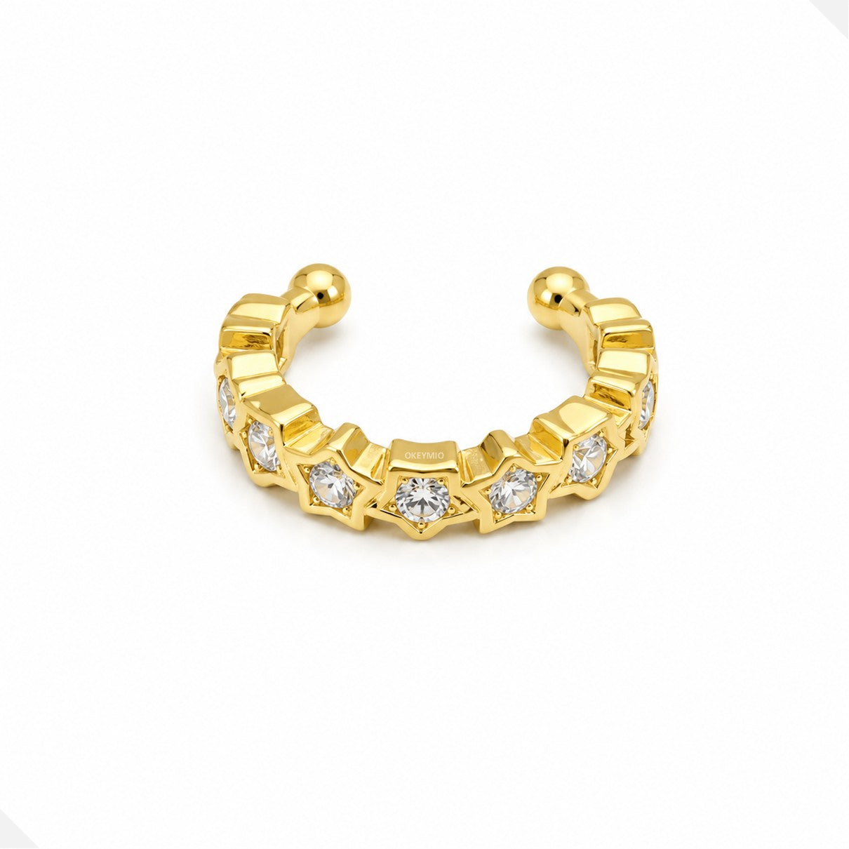 Aretes Ear Cuff plata 925 Baño en Oro18K Estrellas Circón