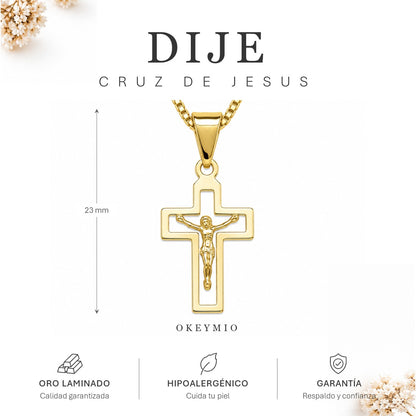 Cadena Con Cruz Crucifijo Cristo Oro Laminado 18K Unisex
