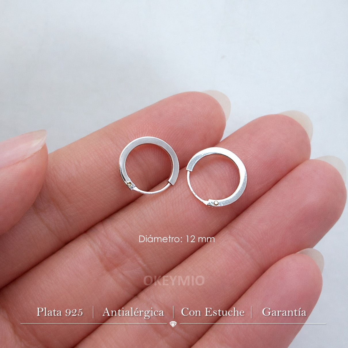 Aretes Candongas Plata 925 12 mm