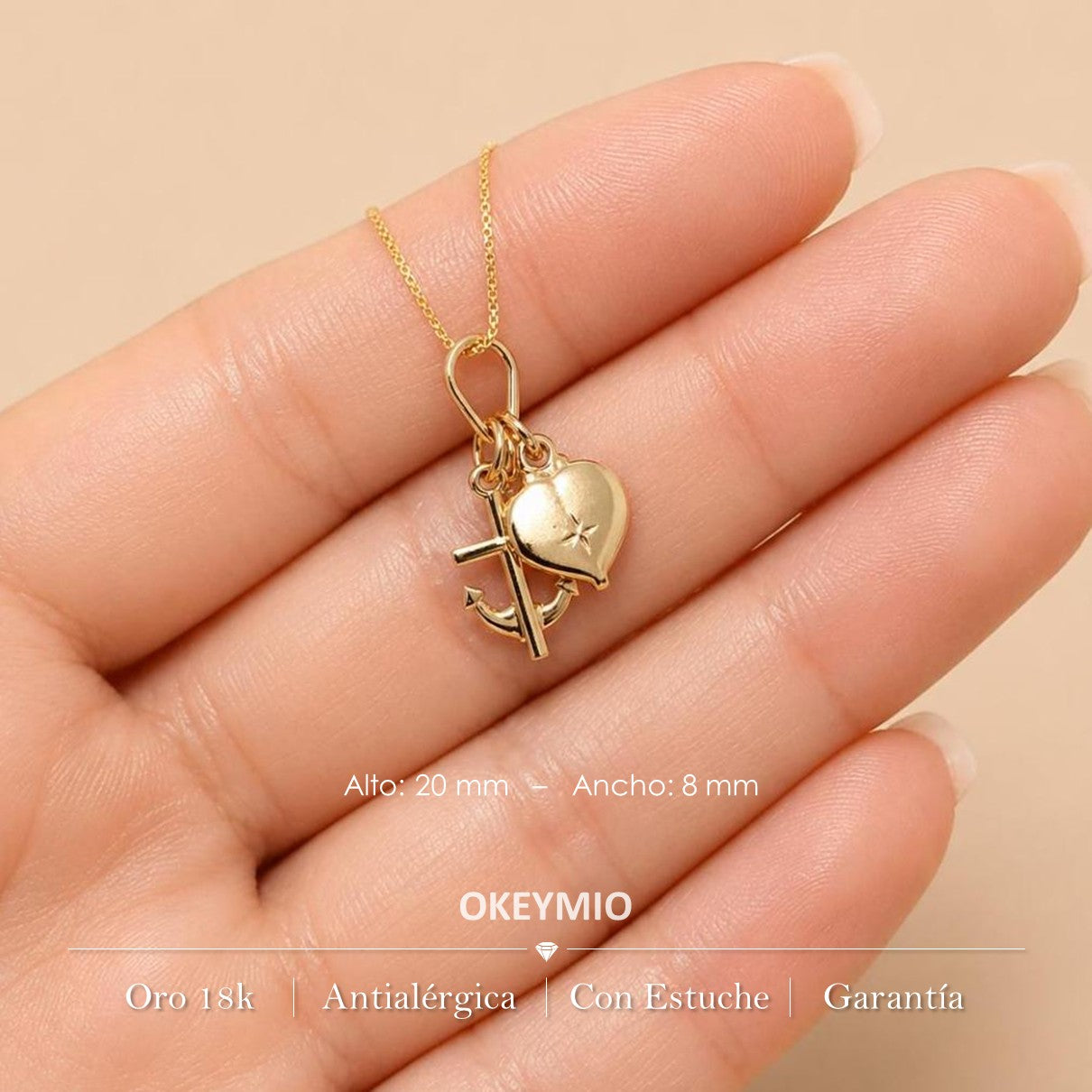 Dije Fe Esperanza Y Amor 3 gracias Oro Laminado 18K