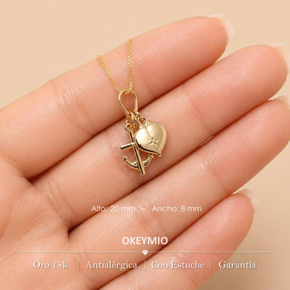 Dije Fe Esperanza Y Amor 3 gracias Oro Laminado 18K