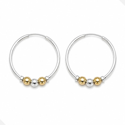 Aretes Aro Oro Plata Balín Grande Minimalista
