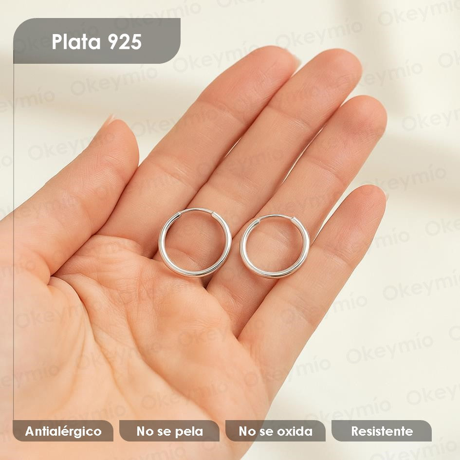 Aretes Aro Candonga En Plata 925 1.9 mm