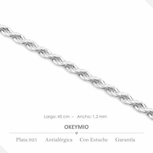 Cadena Torzal En Plata 925 Italiana (45cm)
