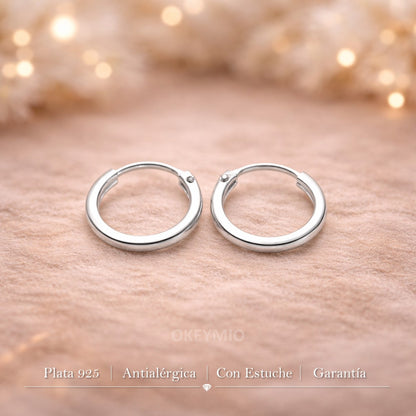 Aretes Candongas Plata 925 12 mm