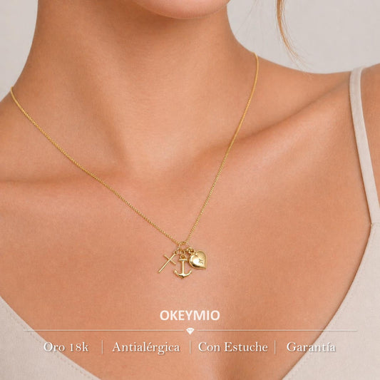 Dije Fe Esperanza Y Amor 3 gracias Oro Laminado 18K
