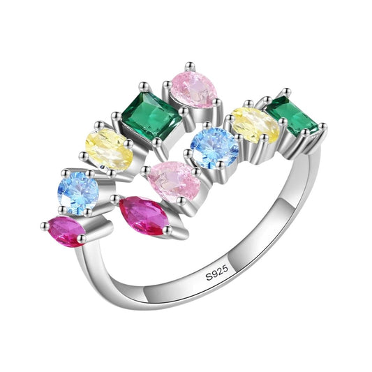 Anillo Ajustable En Plata 925 Multicolores