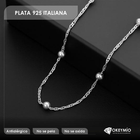 Cadena Tejido Singapur Bolitas (45cm)