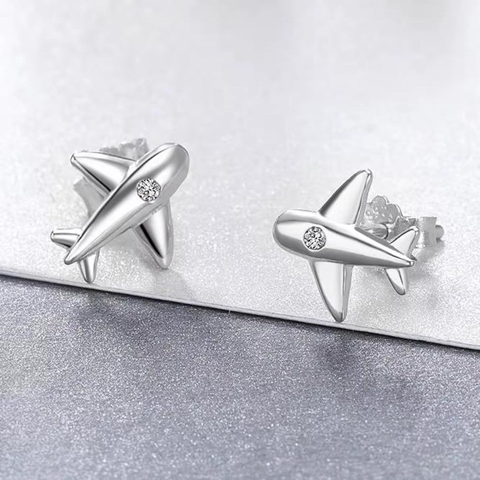 Aretes Topos Avión En Plata 925