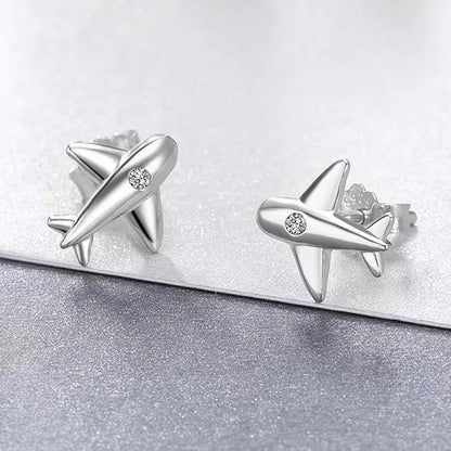 Aretes Topos Avión En Plata 925