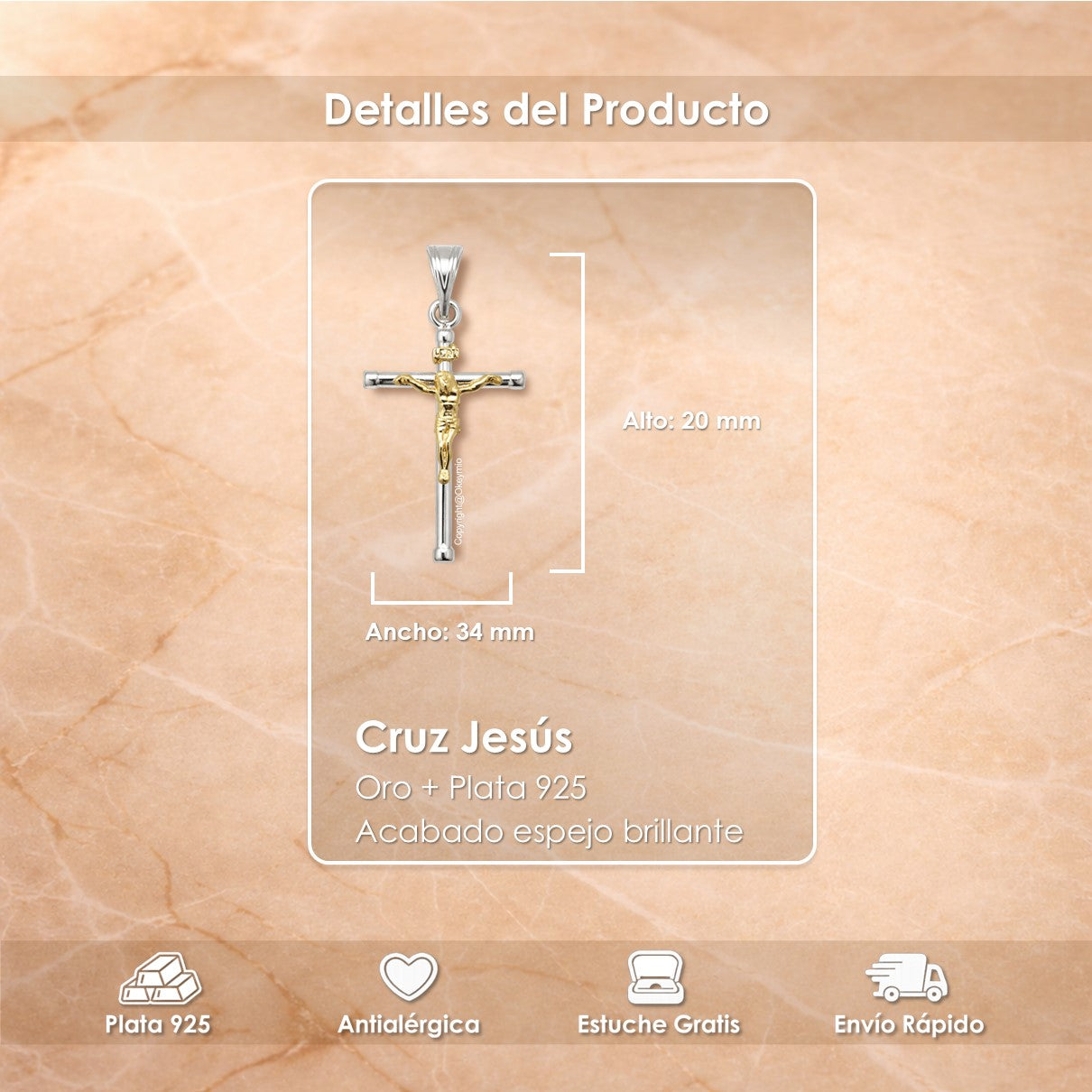Dije Cruz Plata 925 Cristo Para Hombre Mujer Elegante