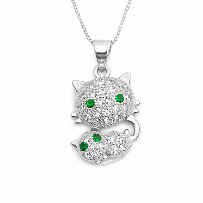 Dije De Gato Con Circones En Plata 925